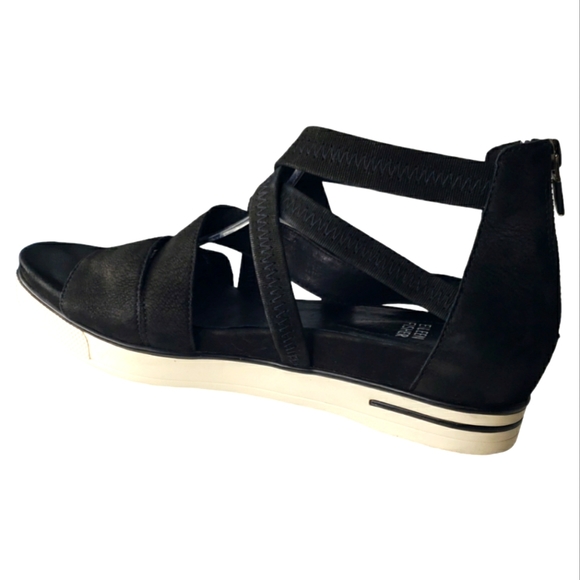 Eileen Fisher Skill Tumbled Nubuck Leather Textile Strappy Sneaker Sandals Zip 8 - Picture 3 of 13